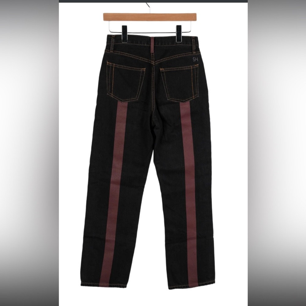 Still Here burgundy Childhood Jean in Washed Black with Red Stripe Size 28